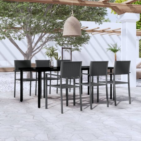 vidaXL 7-tlg. Garten-Essgruppe Schwarz