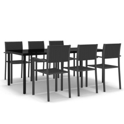 vidaXL 7-tlg. Garten-Essgruppe Schwarz