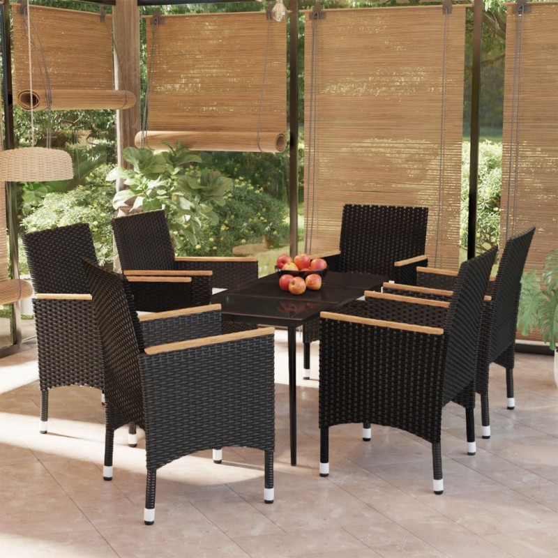 vidaXL 7-tlg. Garten-Essgruppe mit Kissen Schwarz vidaXL 7-tlg. Garten-Essgruppe mit Kissen Schwarz