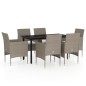 vidaXL 7-tlg. Garten-Essgruppe mit Kissen Beige und Schwarz vidaXL 7-tlg. Garten-Essgruppe mit Kissen Beige und Schwarz