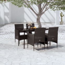 vidaXL 5-tlg. Garten-Essgruppe mit Kissen Schwarz
