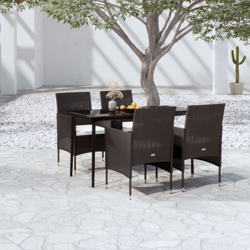 vidaXL 5-tlg. Garten-Essgruppe mit Kissen Schwarz vidaXL 5-tlg. Garten-Essgruppe mit Kissen Schwarz