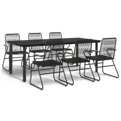 vidaXL 7-tlg. Garten-Essgruppe Schwarz PVC-Rattan