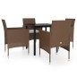 vidaXL 5-tlg. Garten-Essgruppe mit Kissen Braun und Schwarz vidaXL 5-tlg. Garten-Essgruppe mit Kissen Braun und Schwarz