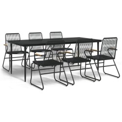 vidaXL 7-tlg. Garten-Essgruppe Schwarz PVC-Rattan