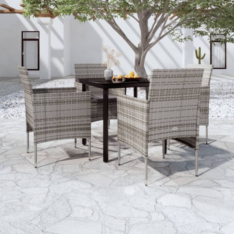 vidaXL 5-tlg. Garten-Essgruppe mit Kissen Grau und Schwarz vidaXL 5-tlg. Garten-Essgruppe mit Kissen Grau und Schwarz