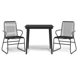 vidaXL 3-tlg. Garten-Essgruppe Schwarz PVC Rattan