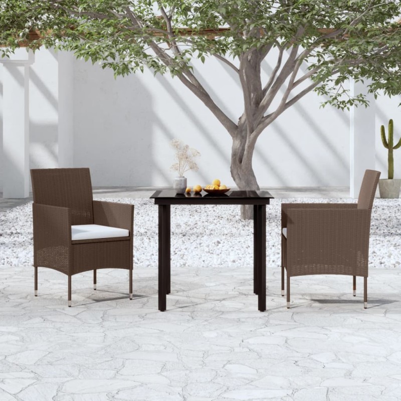 vidaXL 3-tlg. Garten-Essgruppe mit Kissen Braun und Schwarz vidaXL 3-tlg. Garten-Essgruppe mit Kissen Braun und Schwarz