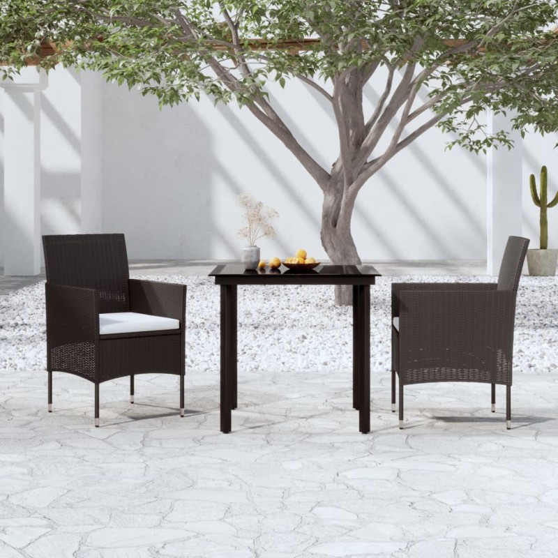 vidaXL 3-tlg. Garten-Essgruppe mit Kissen Schwarz vidaXL 3-tlg. Garten-Essgruppe mit Kissen Schwarz