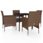 vidaXL 5-tlg. Garten-Essgruppe mit Kissen Braun und Schwarz vidaXL 5-tlg. Garten-Essgruppe mit Kissen Braun und Schwarz