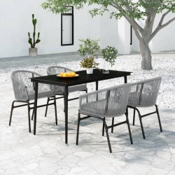 vidaXL 5-tlg. Garten-Essgruppe Grau