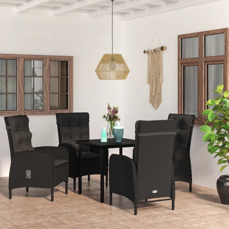 vidaXL 5-tlg. Garten-Essgruppe mit Kissen Schwarz vidaXL 5-tlg. Garten-Essgruppe mit Kissen Schwarz