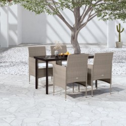 vidaXL 5-tlg. Garten-Essgruppe mit Kissen Beige und Schwarz