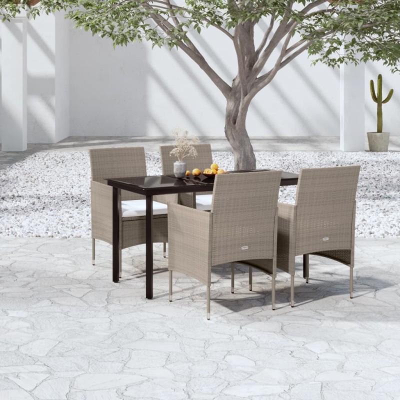 vidaXL 5-tlg. Garten-Essgruppe mit Kissen Beige und Schwarz vidaXL 5-tlg. Garten-Essgruppe mit Kissen Beige und Schwarz