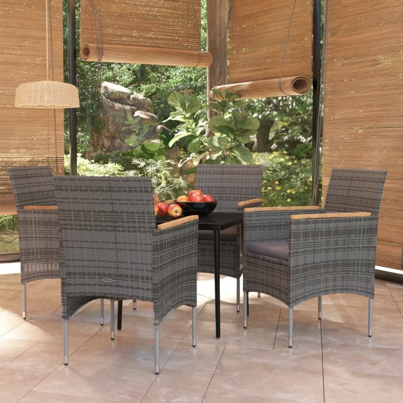vidaXL 5-tlg. Garten-Essgruppe mit Kissen Grau und Schwarz vidaXL 5-tlg. Garten-Essgruppe mit Kissen Grau und Schwarz