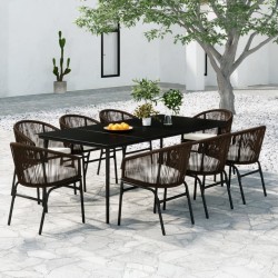 vidaXL 9-tlg. Garten-Essgruppe Braun