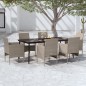 vidaXL 7-tlg. Garten-Essgruppe mit Kissen Beige und Schwarz