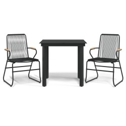 vidaXL 3-tlg. Garten-Essgruppe Schwarz PVC Rattan