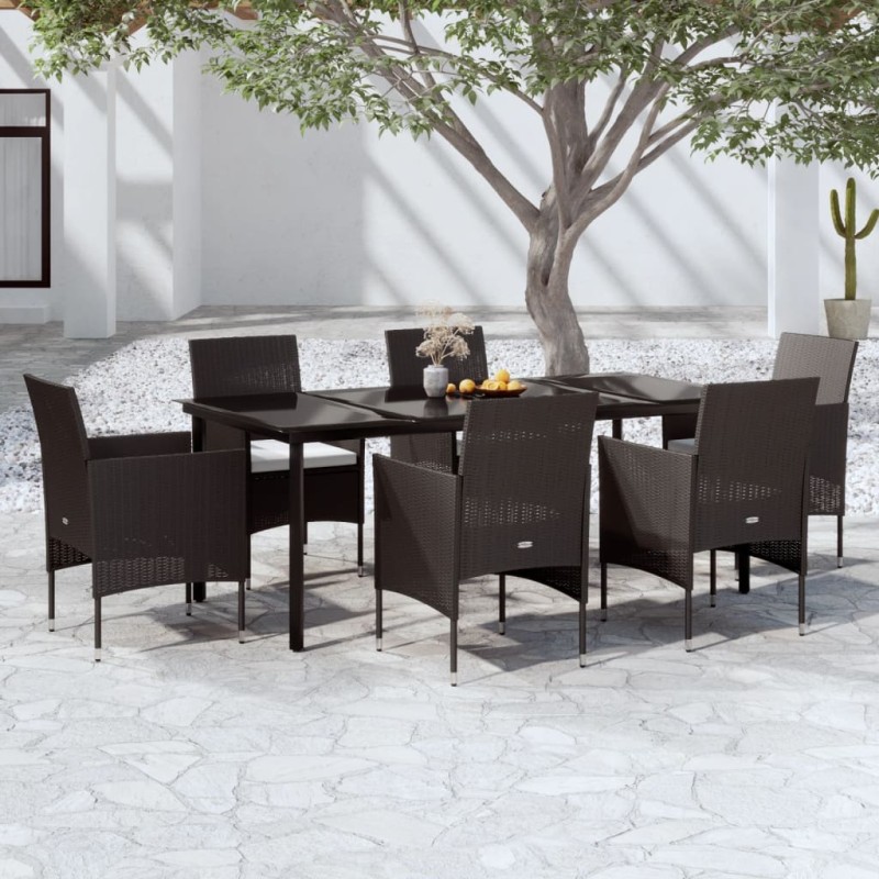 vidaXL 7-tlg. Garten-Essgruppe mit Kissen Schwarz vidaXL 7-tlg. Garten-Essgruppe mit Kissen Schwarz