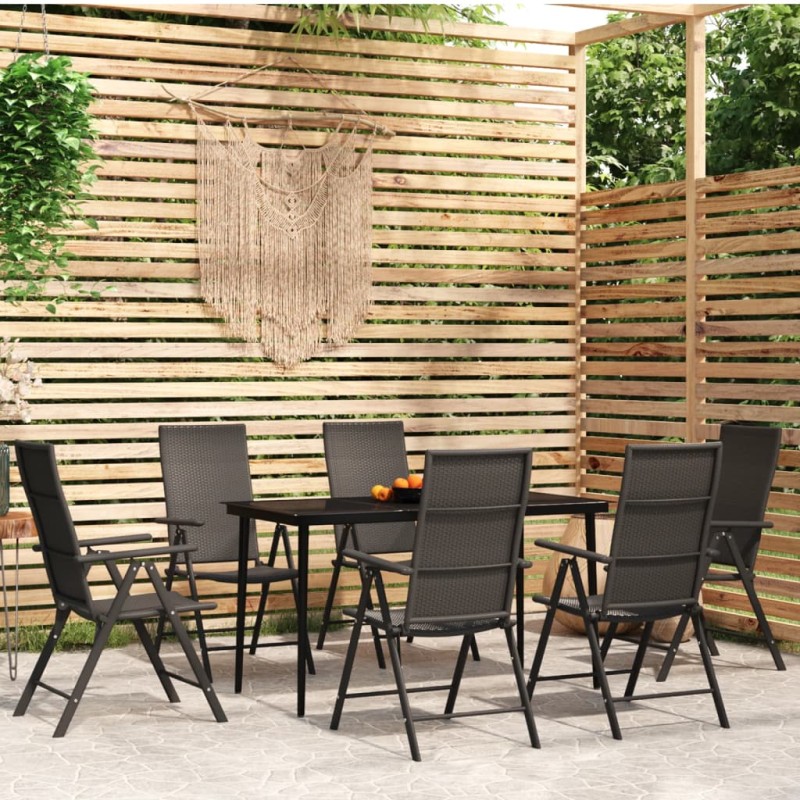 vidaXL 7-tlg. Garten-Essgruppe Schwarz vidaXL 7-tlg. Garten-Essgruppe Schwarz