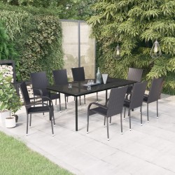 vidaXL 9-tlg. Garten-Essgruppe Schwarz