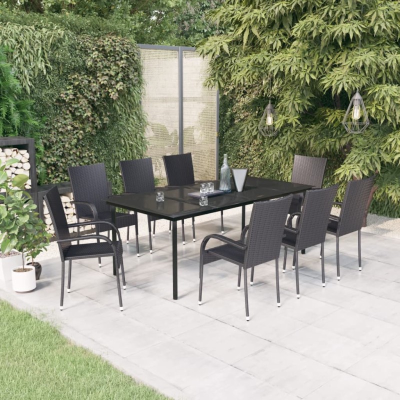 vidaXL 9-tlg. Garten-Essgruppe Schwarz vidaXL 9-tlg. Garten-Essgruppe Schwarz