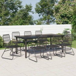 vidaXL 9-tlg. Garten-Essgruppe Schwarz PVC Rattan