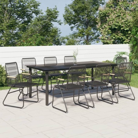 vidaXL 9-tlg. Garten-Essgruppe Schwarz PVC Rattan