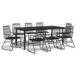 vidaXL 9-tlg. Garten-Essgruppe Schwarz PVC Rattan