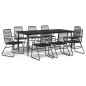 vidaXL 9-tlg. Garten-Essgruppe Schwarz PVC Rattan