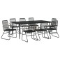 vidaXL 9-tlg. Garten-Essgruppe Schwarz PVC Rattan