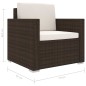 vidaXL 11-tlg. Garten-Lounge-Set mit Auflagen Poly Rattan Braun vidaXL 11-tlg. Garten-Lounge-Set mit Auflagen Poly Rattan Braun