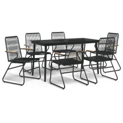 vidaXL 7-tlg. Garten-Essgruppe Schwarz PVC-Rattan