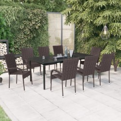 vidaXL 9-tlg. Garten-Essgruppe Braun und Schwarz