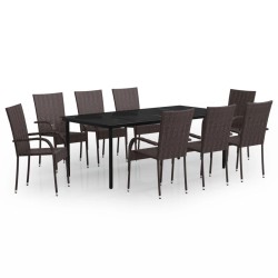 vidaXL 9-tlg. Garten-Essgruppe Braun und Schwarz