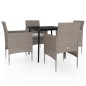 vidaXL 5-tlg. Garten-Essgruppe mit Kissen Beige und Schwarz vidaXL 5-tlg. Garten-Essgruppe mit Kissen Beige und Schwarz