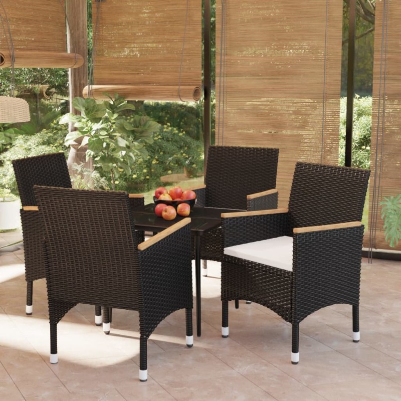 vidaXL 5-tlg. Garten-Essgruppe mit Kissen Schwarz vidaXL 5-tlg. Garten-Essgruppe mit Kissen Schwarz