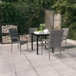 vidaXL 5-tlg. Garten-Essgruppe Grau und Schwarz