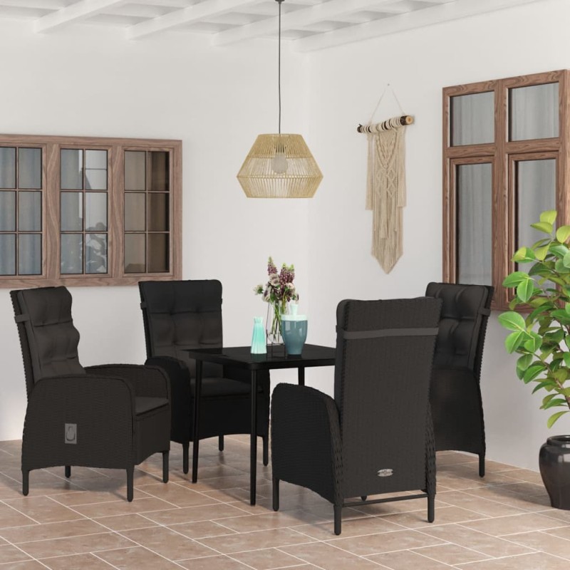 vidaXL 5-tlg. Garten-Essgruppe mit Kissen Schwarz vidaXL 5-tlg. Garten-Essgruppe mit Kissen Schwarz