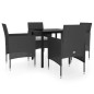 vidaXL 5-tlg. Garten-Essgruppe mit Kissen Schwarz vidaXL 5-tlg. Garten-Essgruppe mit Kissen Schwarz