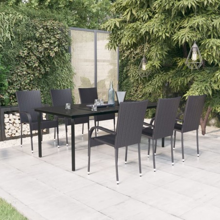 vidaXL 7-tlg. Garten-Essgruppe Schwarz