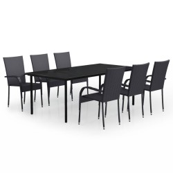 vidaXL 7-tlg. Garten-Essgruppe Schwarz