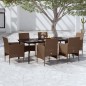 vidaXL 7-tlg. Garten-Essgruppe mit Kissen Braun und Schwarz vidaXL 7-tlg. Garten-Essgruppe mit Kissen Braun und Schwarz