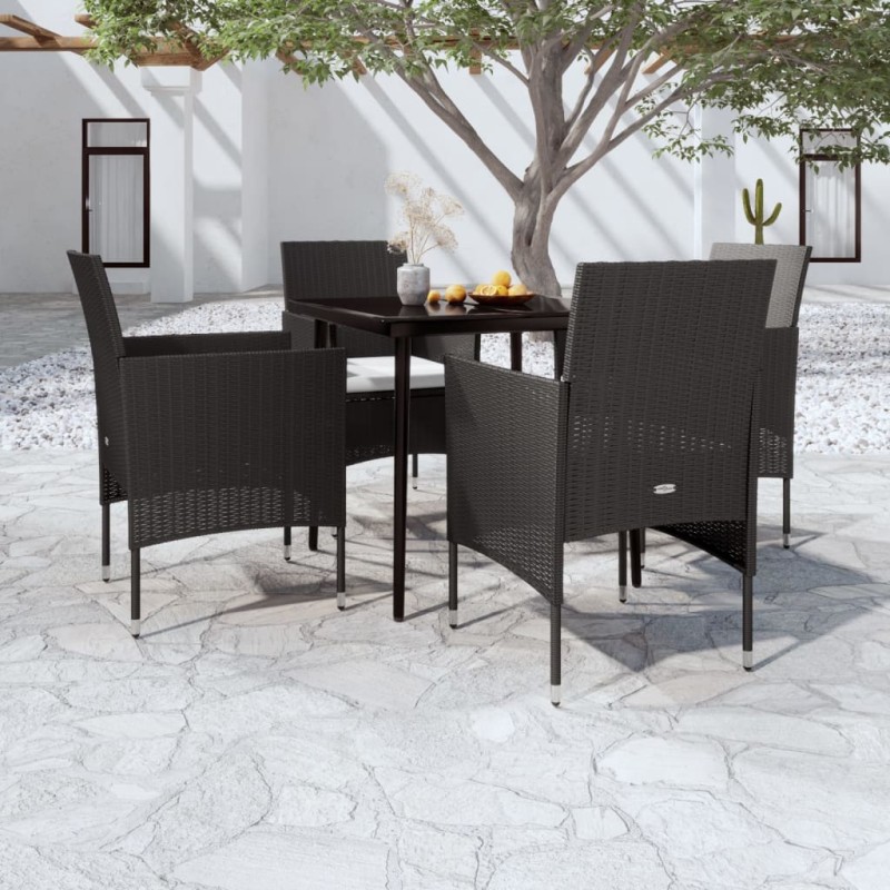 vidaXL 5-tlg. Garten-Essgruppe mit Kissen Schwarz vidaXL 5-tlg. Garten-Essgruppe mit Kissen Schwarz