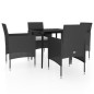 vidaXL 5-tlg. Garten-Essgruppe mit Kissen Schwarz vidaXL 5-tlg. Garten-Essgruppe mit Kissen Schwarz