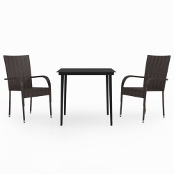vidaXL 3-tlg. Garten-Essgruppe Braun und Schwarz