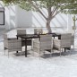 vidaXL 7-tlg. Garten-Essgruppe mit Kissen Grau und Schwarz vidaXL 7-tlg. Garten-Essgruppe mit Kissen Grau und Schwarz