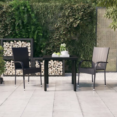 vidaXL 3-tlg. Garten-Essgruppe Schwarz