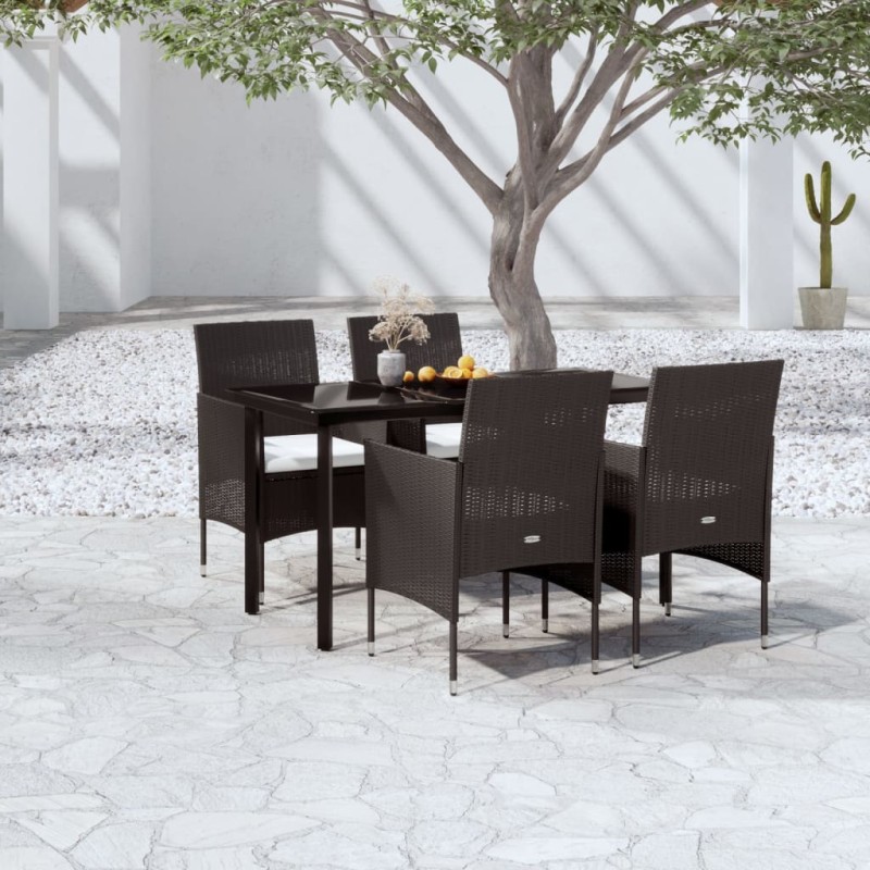 vidaXL 5-tlg. Garten-Essgruppe mit Kissen Schwarz vidaXL 5-tlg. Garten-Essgruppe mit Kissen Schwarz