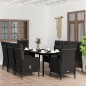 vidaXL 9-tlg. Garten-Essgruppe mit Kissen Schwarz vidaXL 9-tlg. Garten-Essgruppe mit Kissen Schwarz